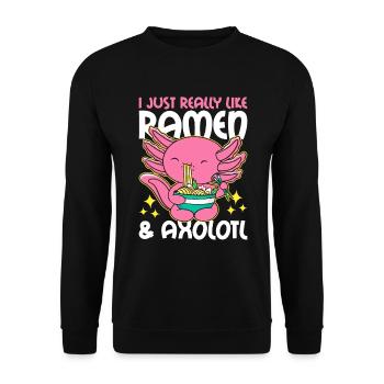 I Really Just love Ramen & Axolotl - Unisex Sweatshirt - black - Front - Alina (178cm) & Michal (187cm)