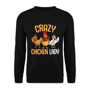Crazy Chicken Lady Women Chicken - Unisex Sweatshirt - black - Front - Alina (178cm) & Michal (187cm)