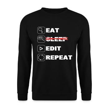 Eat Edit Edit Repeat Videobearbeiter - Unisex Pullover - Schwarz - Vorne - Alina (178cm) & Michal (187cm)
