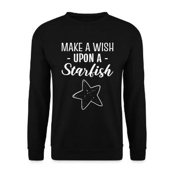 Make A Wish Upon A Starfish Meeresbiologe - Unisex Pullover - Schwarz - Vorne - Alina (178cm) & Michal (187cm)