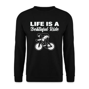 Life Is A Beautiful Ride Biker - Unisex Pullover - Schwarz - Vorne - Alina (178cm) & Michal (187cm)