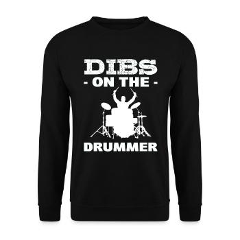 Dibs On The Drummer Schlagzeuger - Unisex Pullover - Schwarz - Vorne - Alina (178cm) & Michal (187cm)