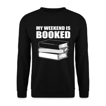 My Weekend Is Booked Korrektor - Unisex Pullover - Schwarz - Vorne - Alina (178cm) & Michal (187cm)