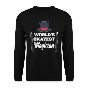 World's Okayest Magician Magier - Unisex Pullover - Schwarz - Vorne - Alina (178cm) & Michal (187cm)