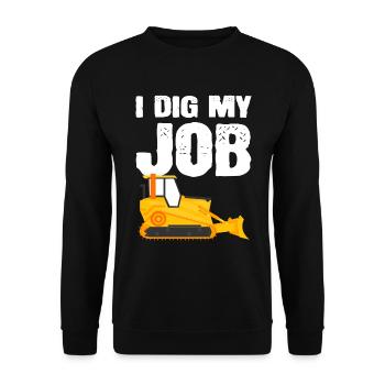 Lustiger Anbieter schwerer Geräte Bauarbeiter - Unisex Pullover - Schwarz - Vorne - Alina (178cm) & Michal (187cm)