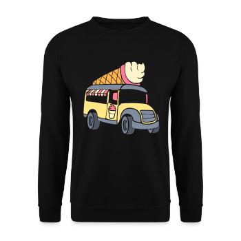 Rosa Eiswagen Eiscreme Scooper - Unisex Pullover - Schwarz - Vorne - Alina (178cm) & Michal (187cm)