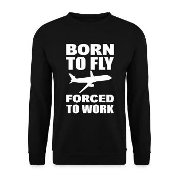 Born To Fly Forced To Walk Fluglehrer - Unisex Pullover - Schwarz - Vorne - Alina (178cm) & Michal (187cm)
