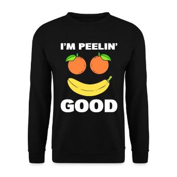 Bananen -Wortspiele Obstpflücker - Unisex Pullover - Schwarz - Vorne - Alina (178cm) & Michal (187cm)