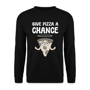 Pizza -Liebhaber Pizzalieferdienst - Unisex Pullover - Schwarz - Vorne - Alina (178cm) & Michal (187cm)