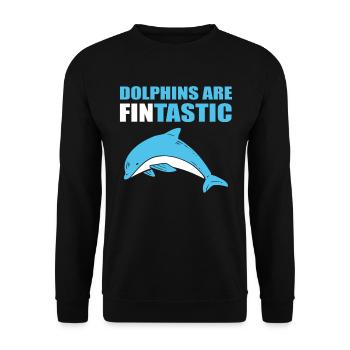 Delfine Liebhaber Delphin Trainer - Unisex Pullover - Schwarz - Vorne - Alina (178cm) & Michal (187cm)