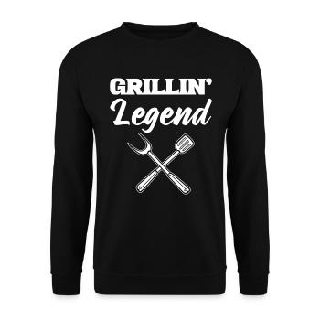Barbeque Smoker Grillkoch - Unisex Pullover - Schwarz - Vorne - Alina (178cm) & Michal (187cm)