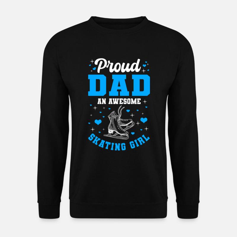 Stolzer Vater Eislaufenden Mädchen - Unisex Pullover - Schwarz