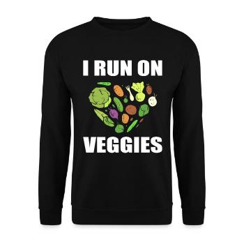 I Run On Veggies Vegan - Unisex Pullover - Schwarz - Vorne - Alina (178cm) & Michal (187cm)