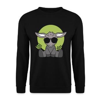 Netter kleiner Esel Stockman - Unisex Pullover - Schwarz - Vorne - Alina (178cm) & Michal (187cm)