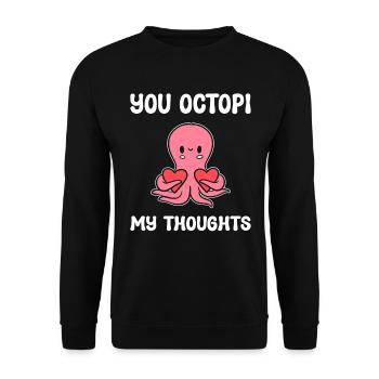 You Octopi My Thoughts Marine -Zoologe - Unisex Pullover - Schwarz - Vorne - Alina (178cm) & Michal (187cm)