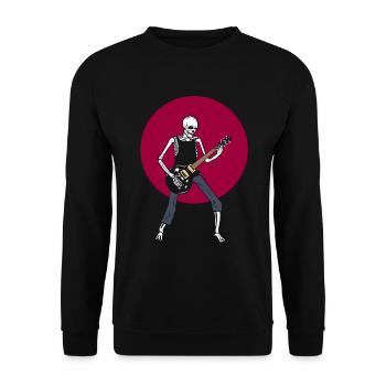 Skelettgitarrist Gitarrenspieler - Unisex Pullover - Schwarz - Vorne - Alina (178cm) & Michal (187cm)