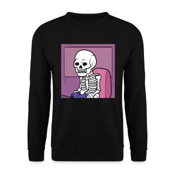 Gamer Skelett - Unisex Pullover - Schwarz - Vorne - Alina (178cm) & Michal (187cm)