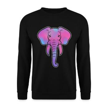 Bunter Elefant Elefantenhüter - Unisex Pullover - Schwarz - Vorne - Alina (178cm) & Michal (187cm)
