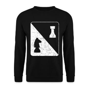 Schachfiguren Schachtrainer - Unisex Pullover - Schwarz - Vorne - Alina (178cm) & Michal (187cm)