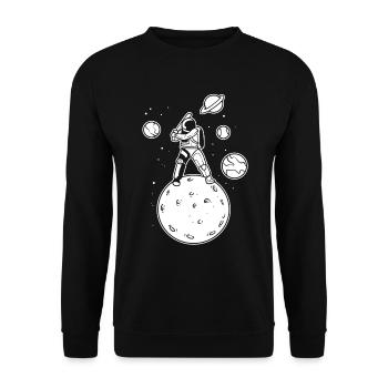 Baseball -Astronaut Baseballspieler - Unisex Pullover - Schwarz - Vorne - Alina (178cm) & Michal (187cm)