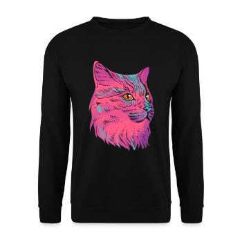 Farbenfrohe Katze Katzenfotograf - Unisex Pullover - Schwarz - Vorne - Alina (178cm) & Michal (187cm)