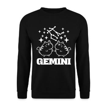 Gemini Zodiac Sign Horoskop -Enthusiast - Unisex Pullover - Schwarz - Vorne - Alina (178cm) & Michal (187cm)