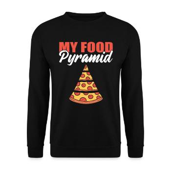 My Food Pyramid Pizza -Liebhaber - Unisex Pullover - Schwarz - Vorne - Alina (178cm) & Michal (187cm)