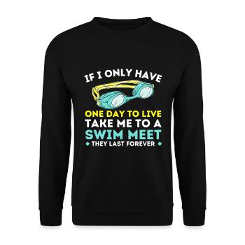Take Me To A Swim Meet - Schwimmen Schwimmer Wasser - Unisex Pullover - Schwarz - Vorne - Alina (178cm) & Michal (187cm)