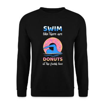 Swim Like There Are Donuts At The Finish Line - Unisex Sweatshirt - black - Front - Alina (178cm) & Michal (187cm)