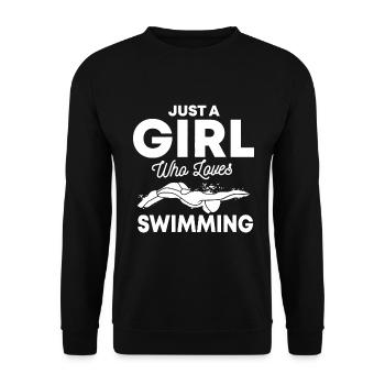 Juste une fille qui aime nager Natation Natation Cadeau de nageur - Sweat-shirt Unisexe - noir - Devant - Alina (178cm) & Michal (187cm)