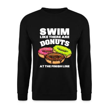 Drôle de natation Donut Design Hommes Femmes Nageur - Sweat-shirt Unisexe - noir - Devant - Alina (178cm) & Michal (187cm)