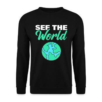 See The World Weltreisender - Unisex Pullover - Schwarz - Vorne - Alina (178cm) & Michal (187cm)