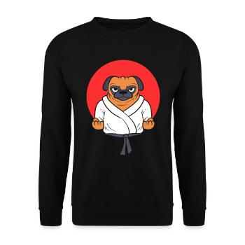 Mops Karate Karate -Studenten - Unisex Pullover - Schwarz - Vorne - Alina (178cm) & Michal (187cm)