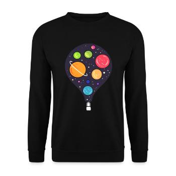 Heißluftballon Raumfahrt Astronaut - Unisex Pullover - Schwarz - Vorne - Alina (178cm) & Michal (187cm)