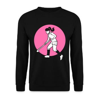 Girl Field Hockey -Spieler Athlet Hockey -Spieler - Unisex Pullover - Schwarz - Vorne - Alina (178cm) & Michal (187cm)