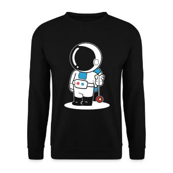 Astronaut spielt Yoyo Astronaut - Unisex Pullover - Schwarz - Vorne - Alina (178cm) & Michal (187cm)