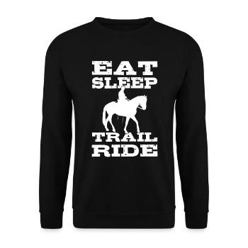 Eat Sleep Trail Ride Reiter - Unisex Pullover - Schwarz - Vorne - Alina (178cm) & Michal (187cm)