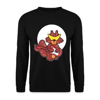 Funky Eichhörnchen Gitarrenspieler - Unisex Pullover - Schwarz - Vorne - Alina (178cm) & Michal (187cm)