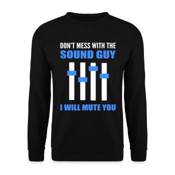Lustiger Sound -Typ Tontechniker - Unisex Pullover - Schwarz - Vorne - Alina (178cm) & Michal (187cm)