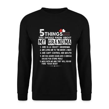 5 Dinge, die Sie über meine Oma-Mütter wissen sollten - Unisex Pullover - Schwarz - Vorne - Alina (178cm) & Michal (187cm)