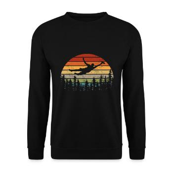 Retro Ultimate Frisbee Spieler Männer Frauen - Unisex Pullover - Schwarz - Vorne - Alina (178cm) & Michal (187cm)