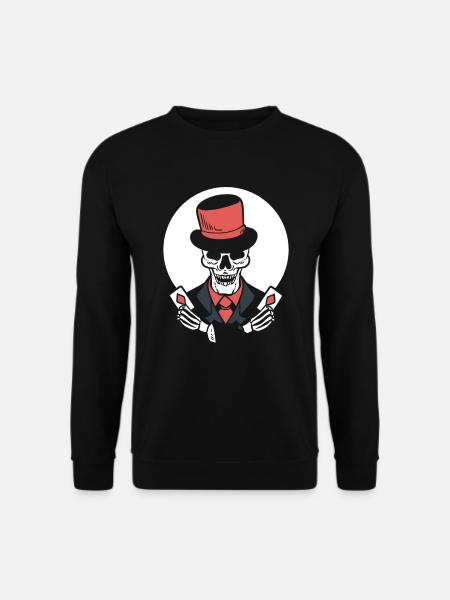 Skelett -Pokerkarten Zauberer - Unisex Pullover - Schwarz