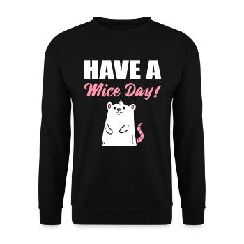 Have A Mice Day! Maus Biologe - Unisex Pullover - Schwarz - Vorne - Alina (178cm) & Michal (187cm)
