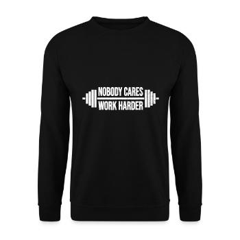 PERSONNE NE S’EN SOUCIE TRAVAILLER PLUS DUR MUSCULATION AVEC HALTÈREStr - Sweat-shirt Unisexe - noir - Devant - Alina (178cm) & Michal (187cm)