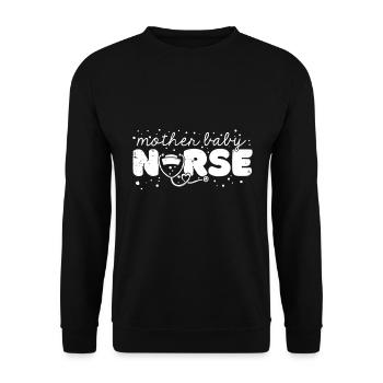 Valentine Infirmière Allaitement Mère Bébé Soins Infirmiers - Sweat-shirt Unisexe - noir - Devant - Alina (178cm) & Michal (187cm)