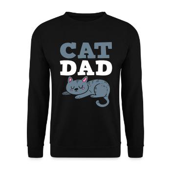 Cat Dad Katzenvater - Unisex Pullover - Schwarz - Vorne - Alina (178cm) & Michal (187cm)