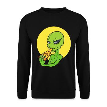 Alien Pizza Pizzabäcker - Unisex Pullover - Schwarz - Vorne - Alina (178cm) & Michal (187cm)