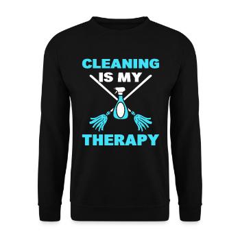 Cleaning Is My Therapy Putzkraft - Unisex Pullover - Schwarz - Vorne - Alina (178cm) & Michal (187cm)