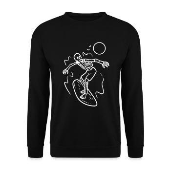 Surfen Skelett Surfboarder - Unisex Pullover - Schwarz - Vorne - Alina (178cm) & Michal (187cm)
