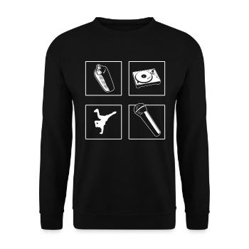 Elemente des Hip -Hops Radio Sprecher - Unisex Pullover - Schwarz - Vorne - Alina (178cm) & Michal (187cm)